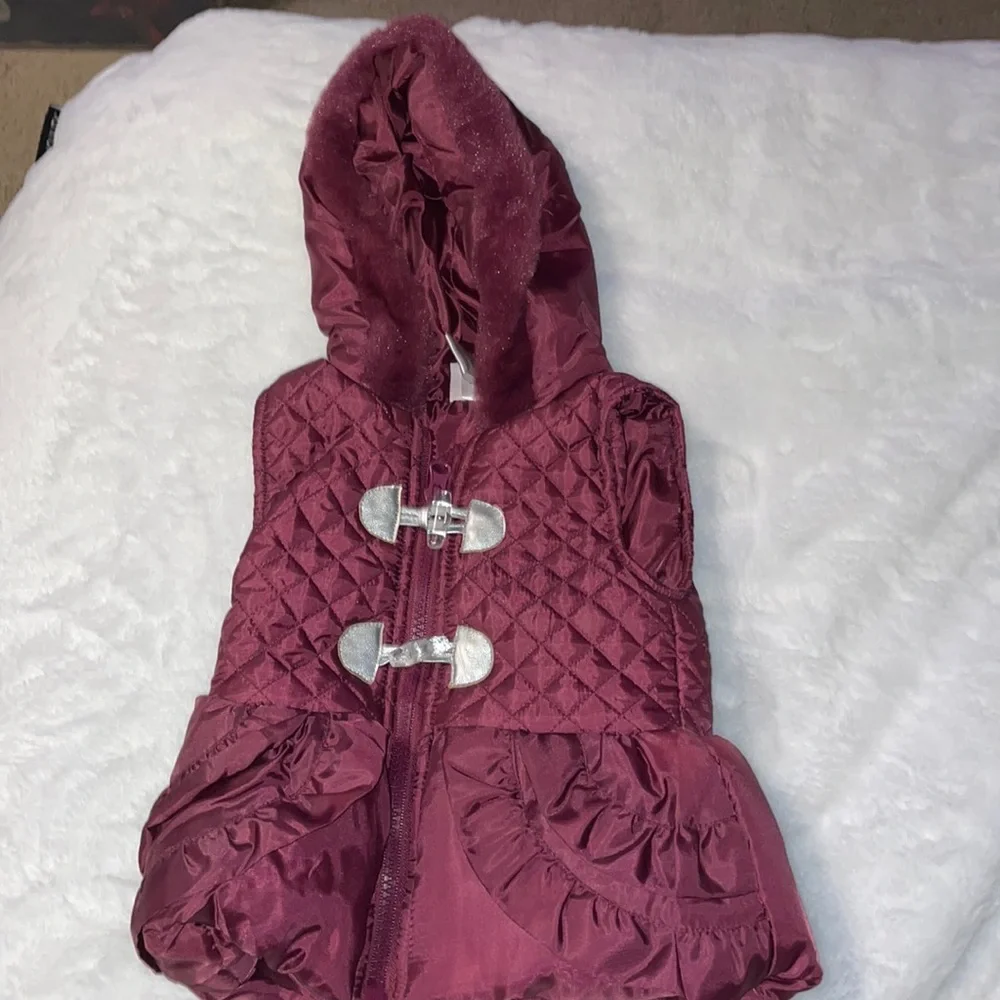 Little lass size 12 months, purple vest with silver